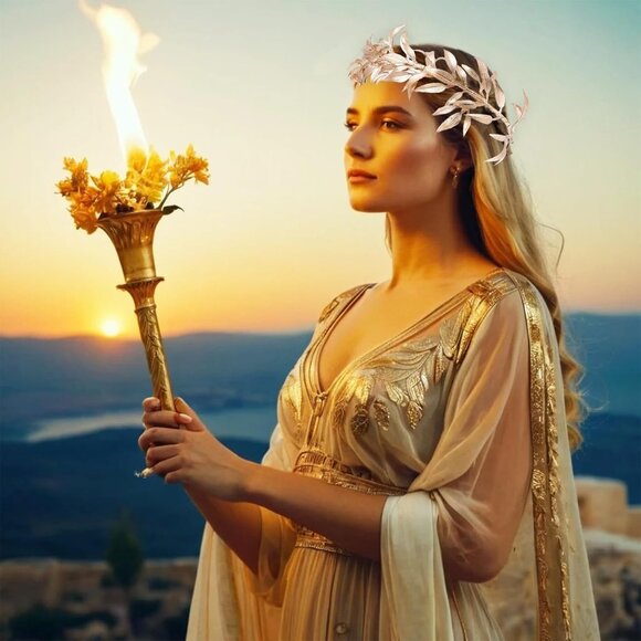 Greek Gold Color Leaf Headbands Goddess Bridal Headband Baroque Vintage Golden O - Picture 5 of 7